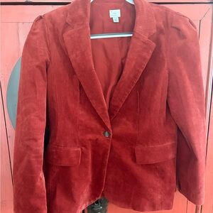 a new day Women's Vibrant Red Corduroy Blazer
